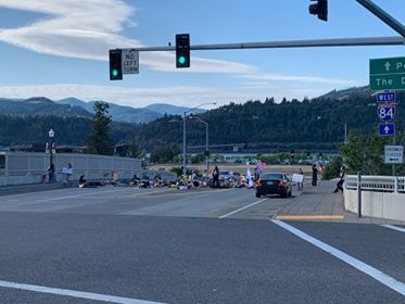 150 block exit 63 overpass for 9 minutes as demonstration for George Floyd